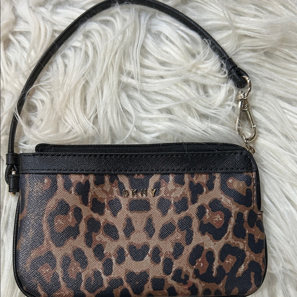DKNY Leopard print wristlet/ cross body bag